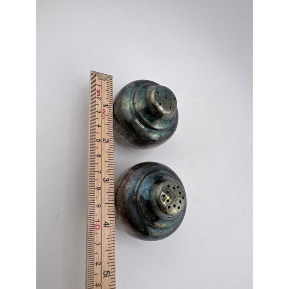 Salt and Pepper Shakers Silver Plate Cute Small Modern‎ Brutalist - Picture 6 of 7